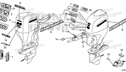 Эмблемы, наклейки для стационарного двигателя HONDA BF90DK4 JRTA