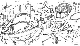 Устройство корпуса (ноги) и дополнительные детали для стационарного двигателя HONDA BF200A2 XA