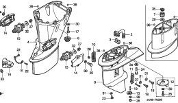 Устройство корпуса (ноги) и дополнительные детали для стационарного двигателя HONDA BF25A1 LHA