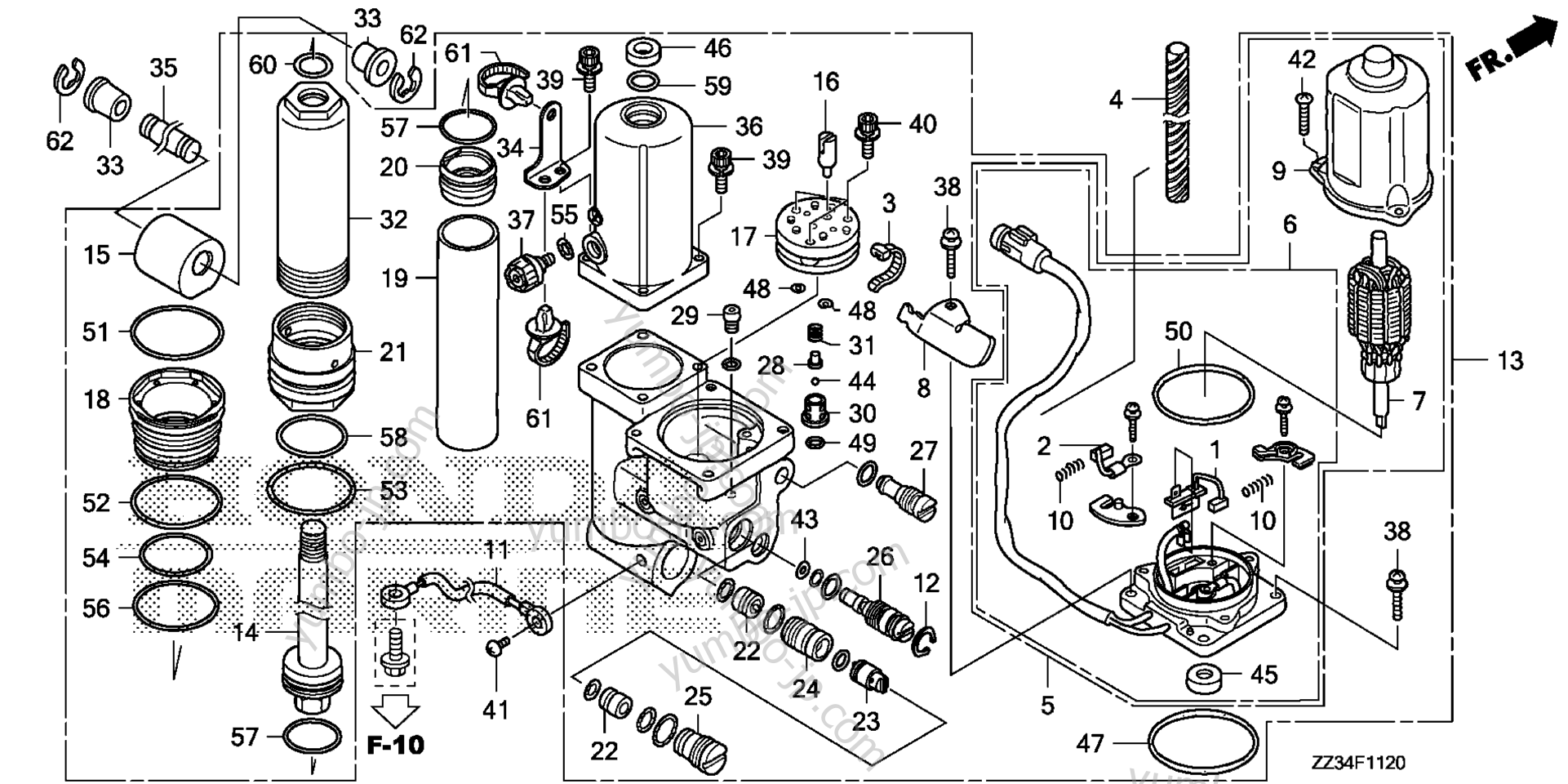 Устройство усилителя подъёма (изменение угла) мотора для стационарных двигателей HONDA BFP60A XRTA 
