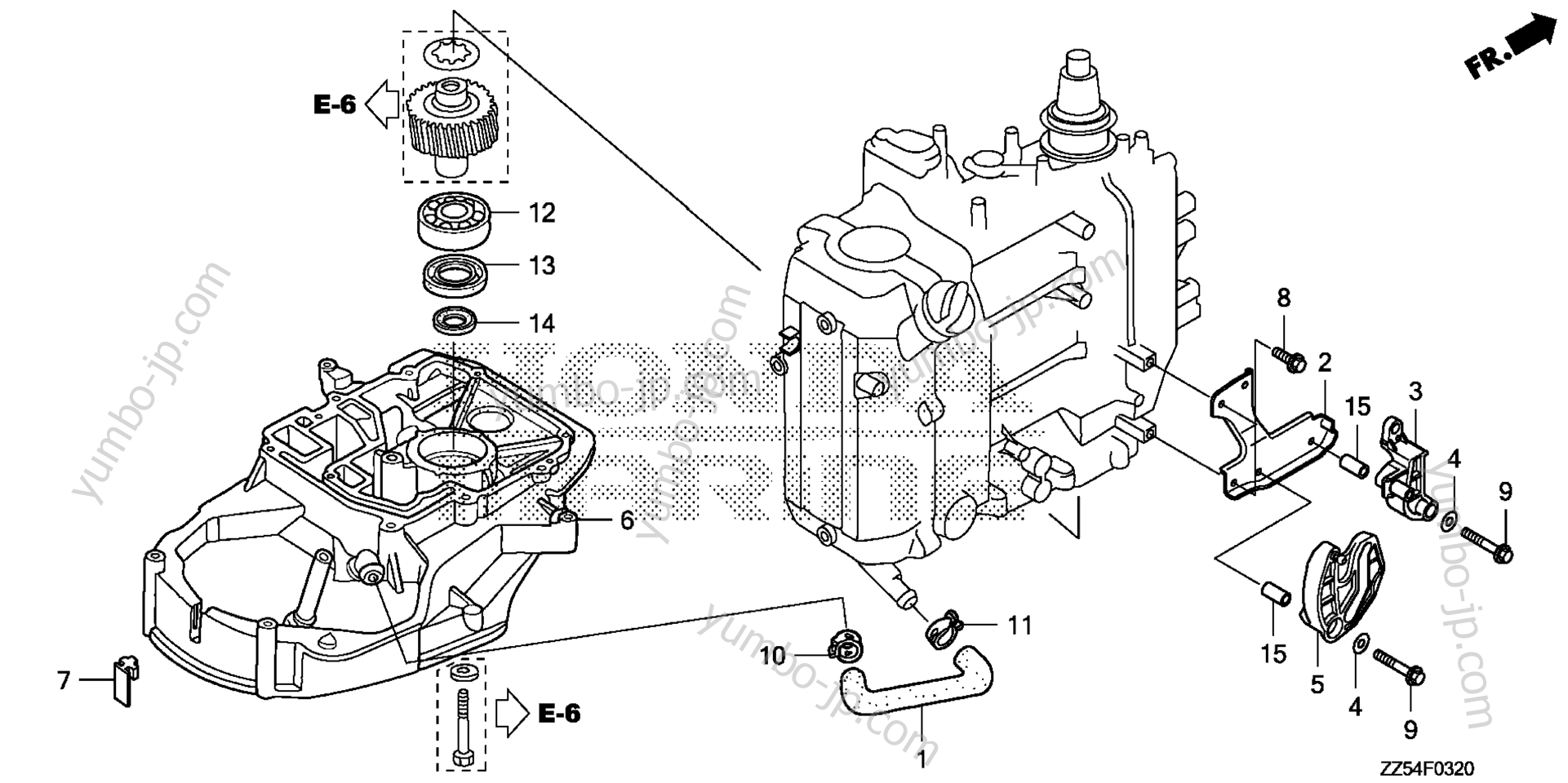 Корпус мотора / Первичная шестерня для стационарных двигателей HONDA BF40D LHA 