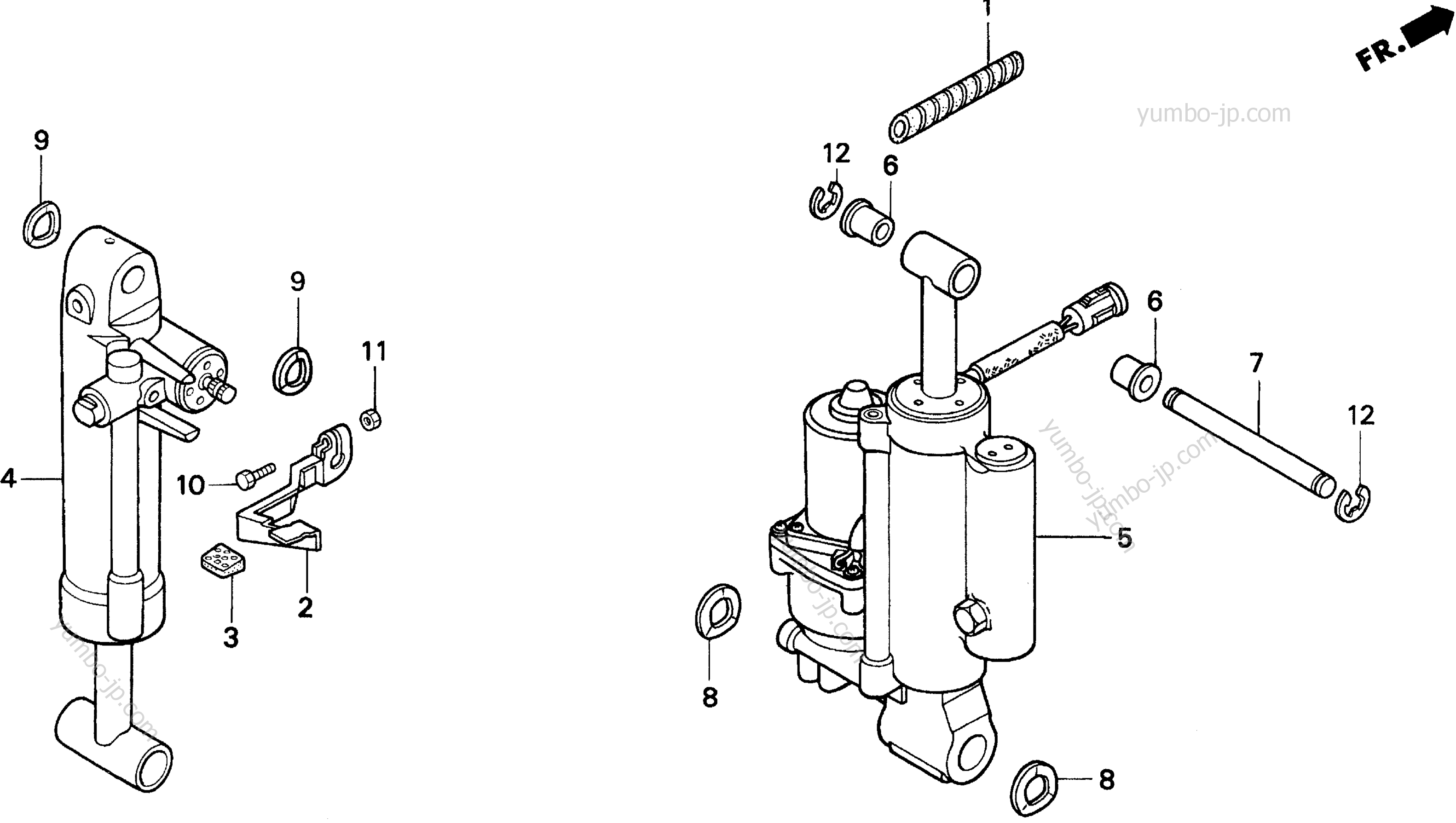 Устройство усилителя подъёма (изменение угла) мотора для стационарных двигателей HONDA BF35AM LHA 