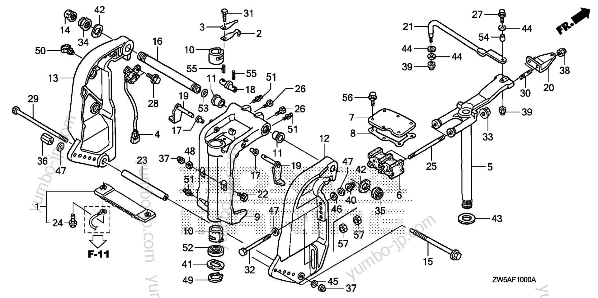 STERN BRACKET / SWIVEL CASE для стационарных двигателей HONDA BF115AK0 LA 