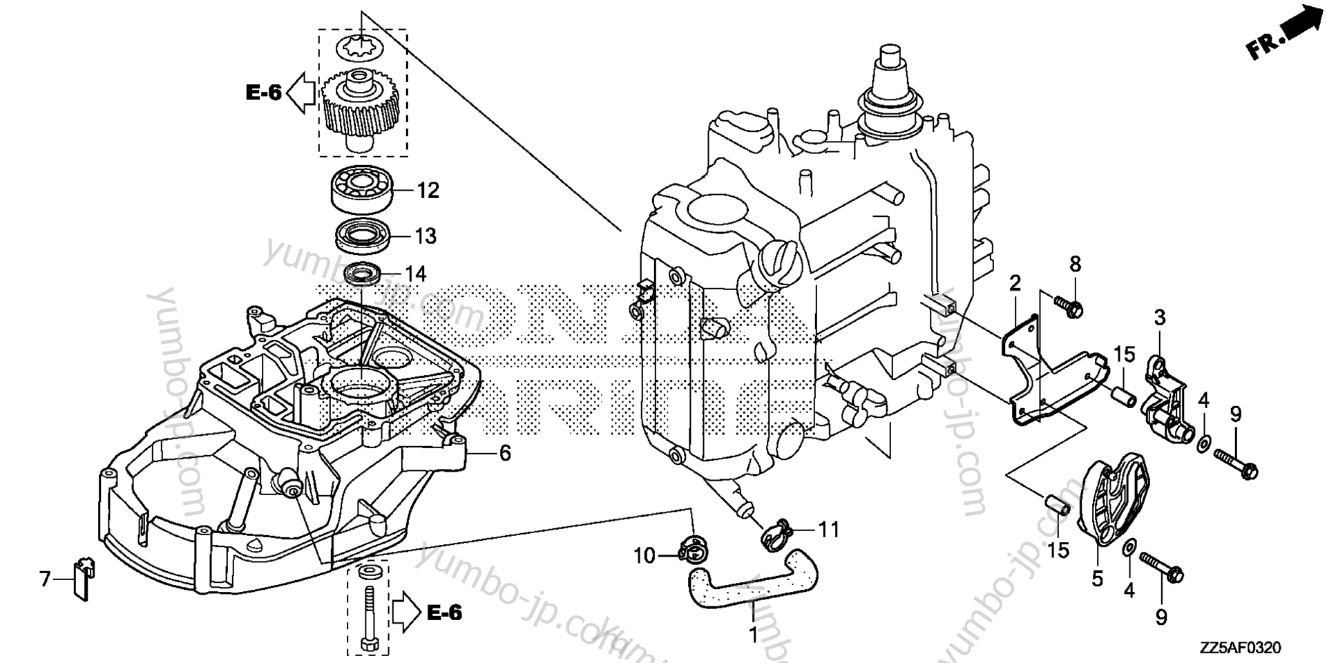 Корпус мотора / Первичная шестерня для стационарных двигателей HONDA BF40DK2 LHA 