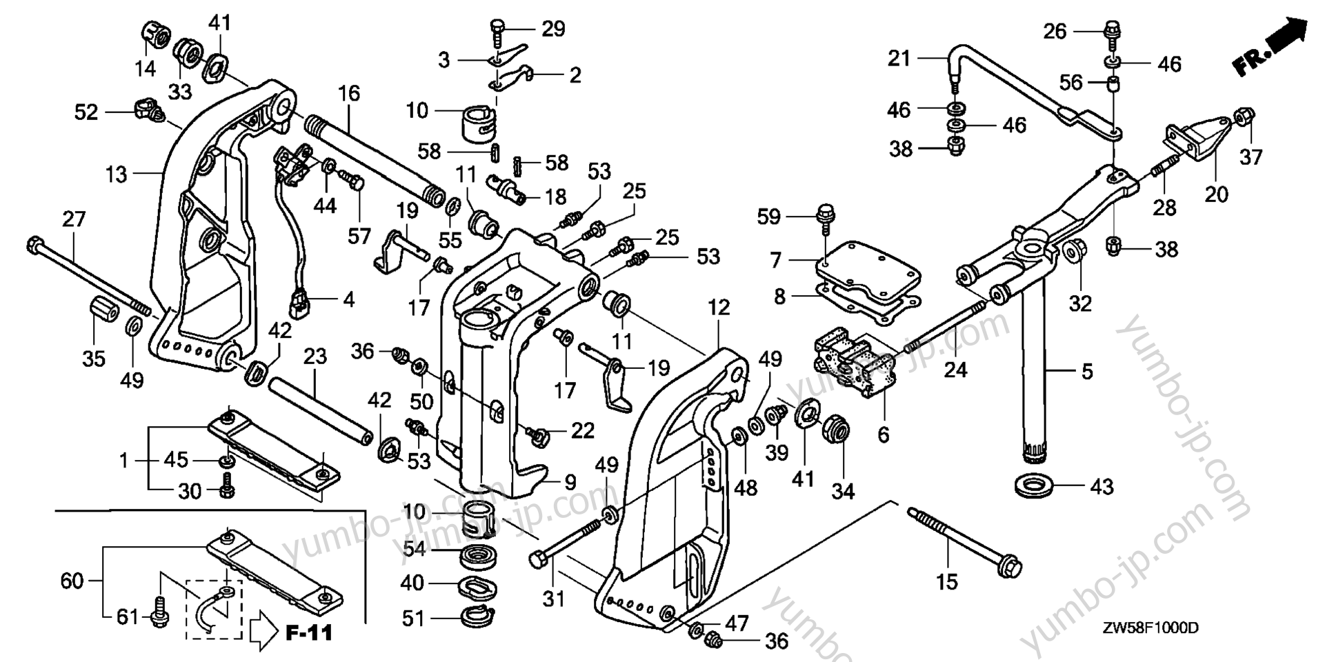 STERN BRACKET / SWIVEL CASE для стационарных двигателей HONDA BF115A4 XA 