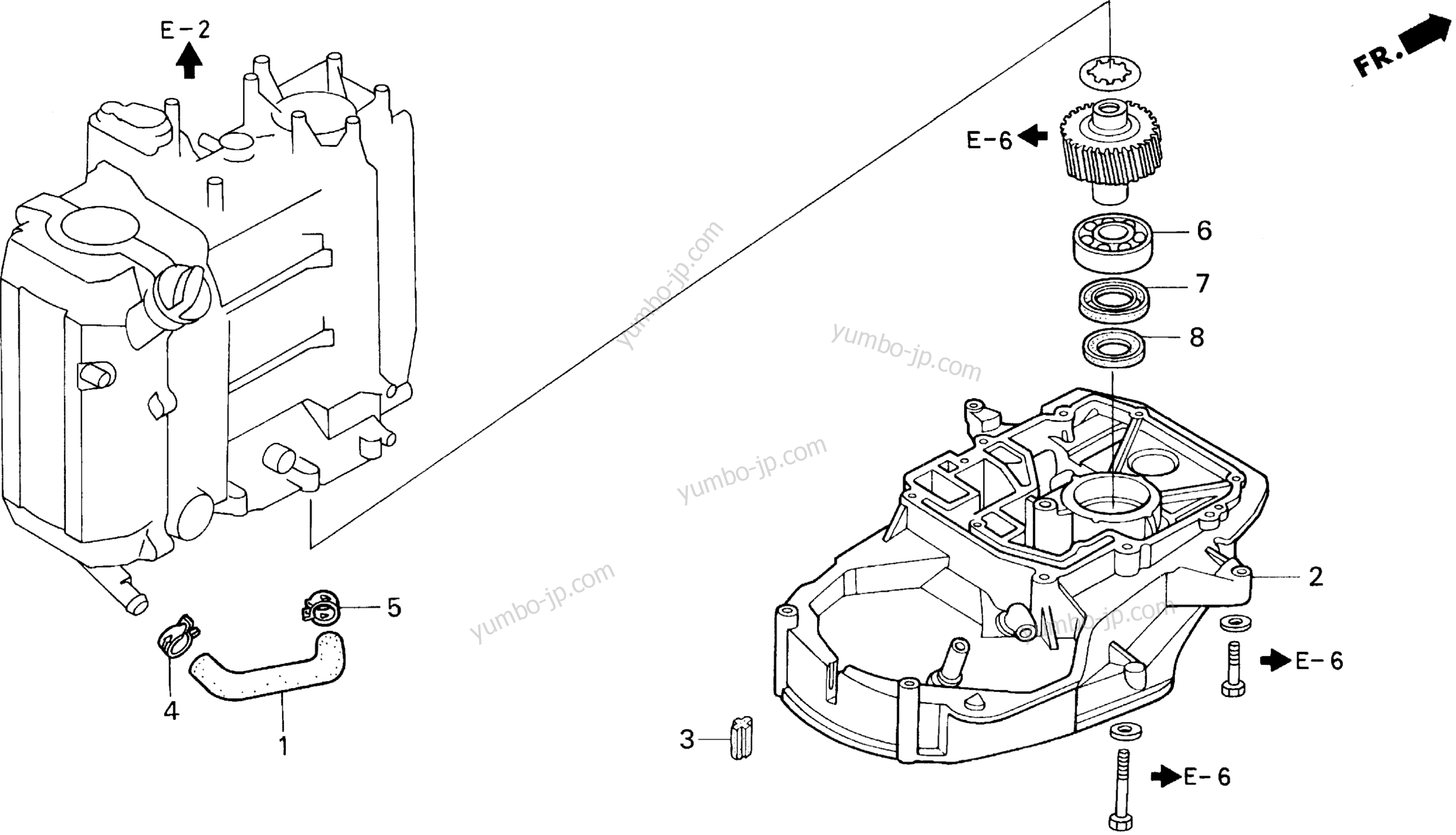 Корпус мотора / Первичная шестерня для стационарных двигателей HONDA BF50AW LRA 