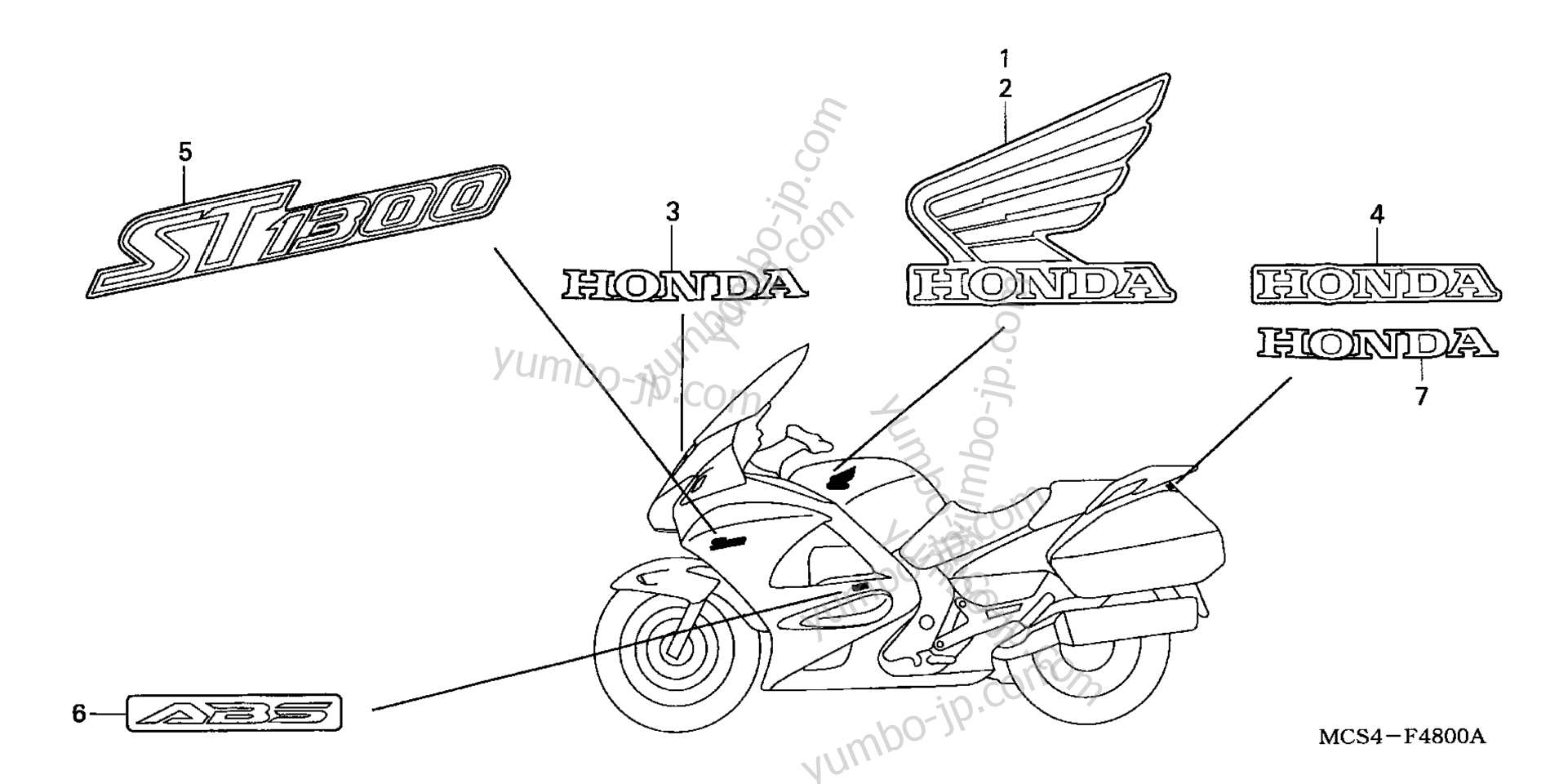 Эмблемы, наклейки для мотоциклов HONDA ST1300 AC 2003 г.