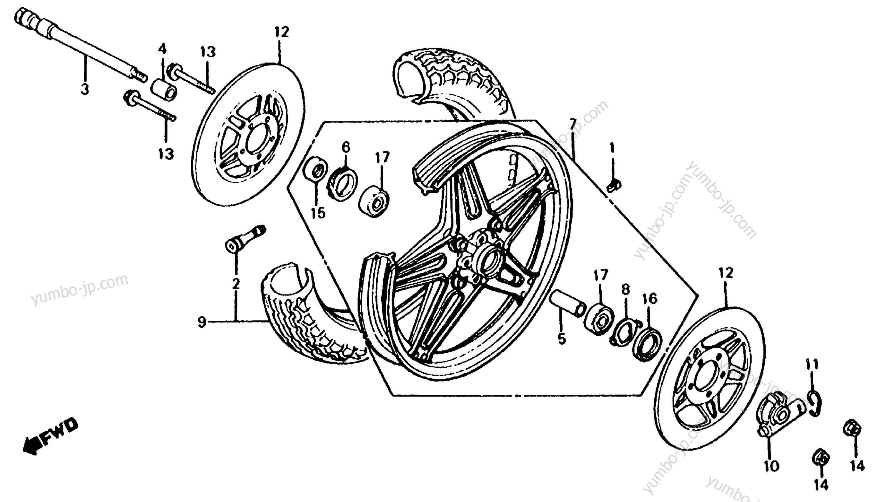 FRONT WHEEL для мотоциклов HONDA CB650C A 1981 г.