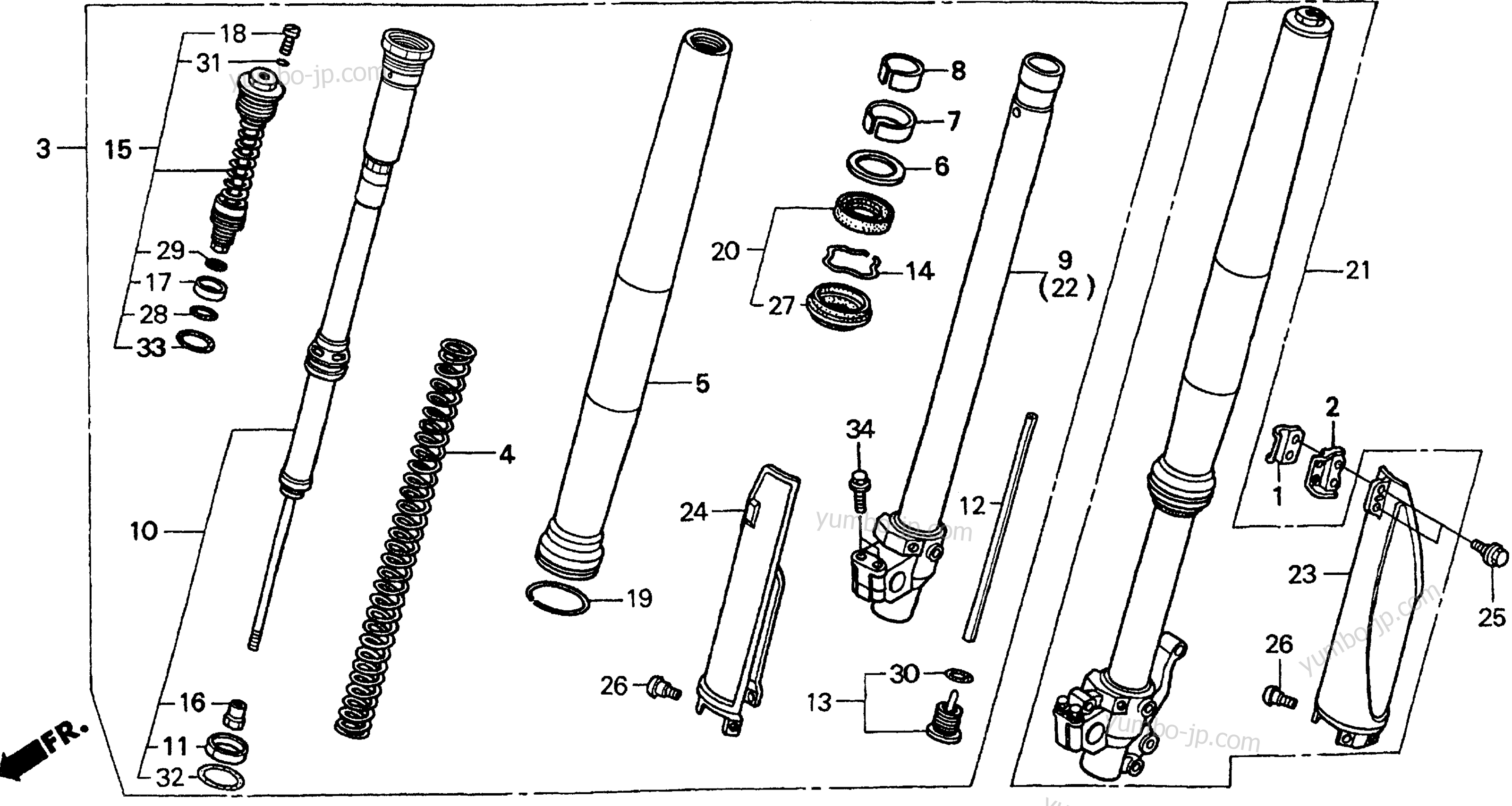 FRONT FORK for motorcycles HONDA CR250R A 1999 year