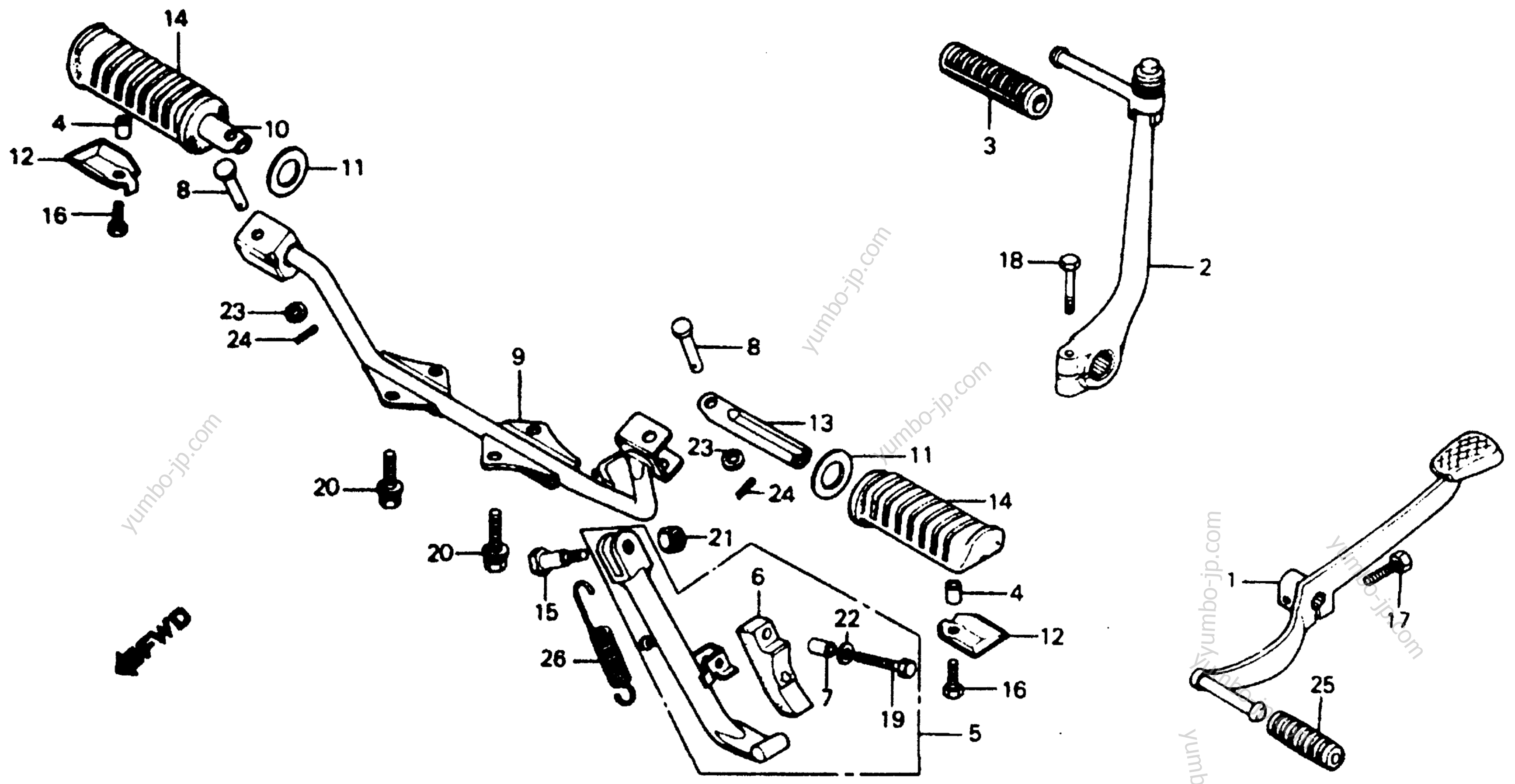 STEP / KICK STARTER ARM / SHIFT PEDAL для мотоциклов HONDA C70 A 1982 г.