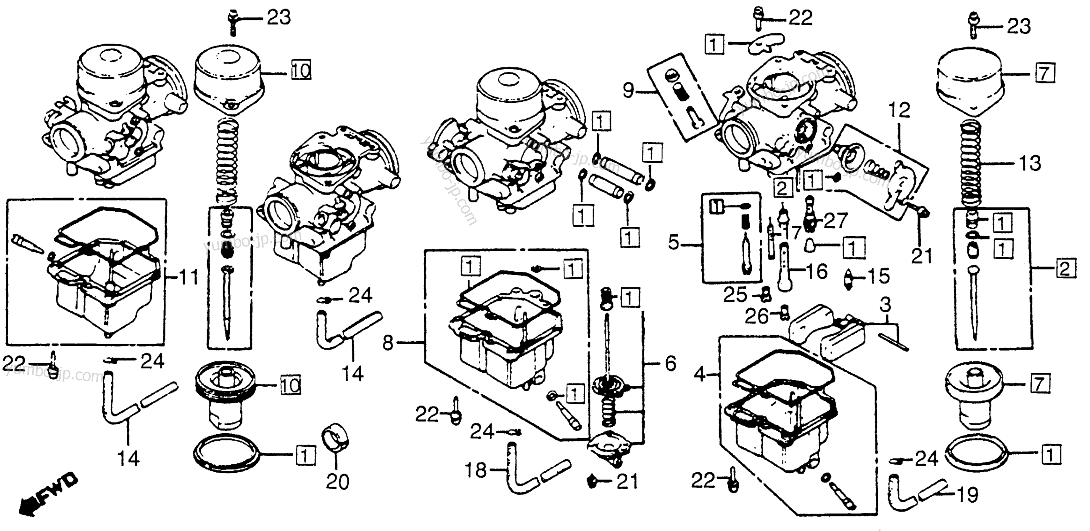 CARBURETOR COMP. PARTS для мотоциклов HONDA CB750C A 1982 г.