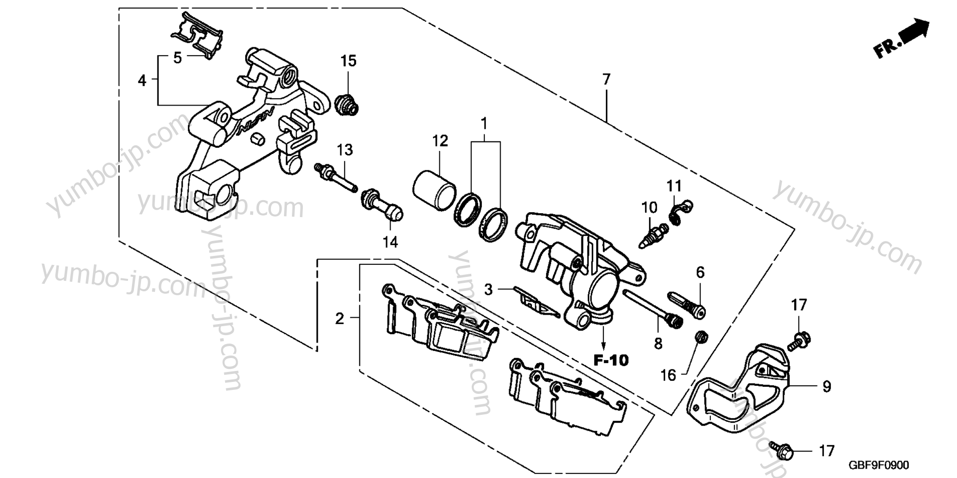 REAR BRAKE CALIPER for motorcycles HONDA CR85R A 2007 year