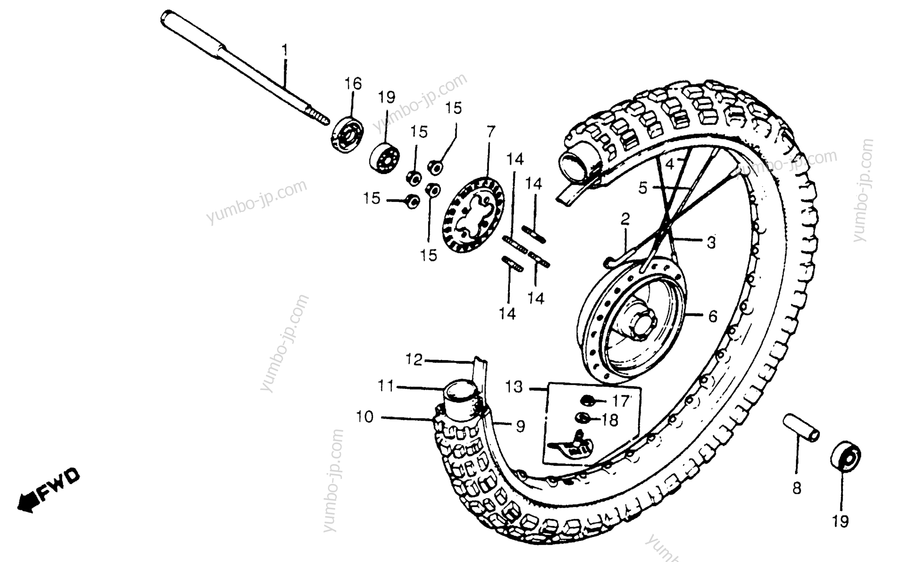 FRONT WHEEL for motorcycles HONDA CR450R A 1981 year