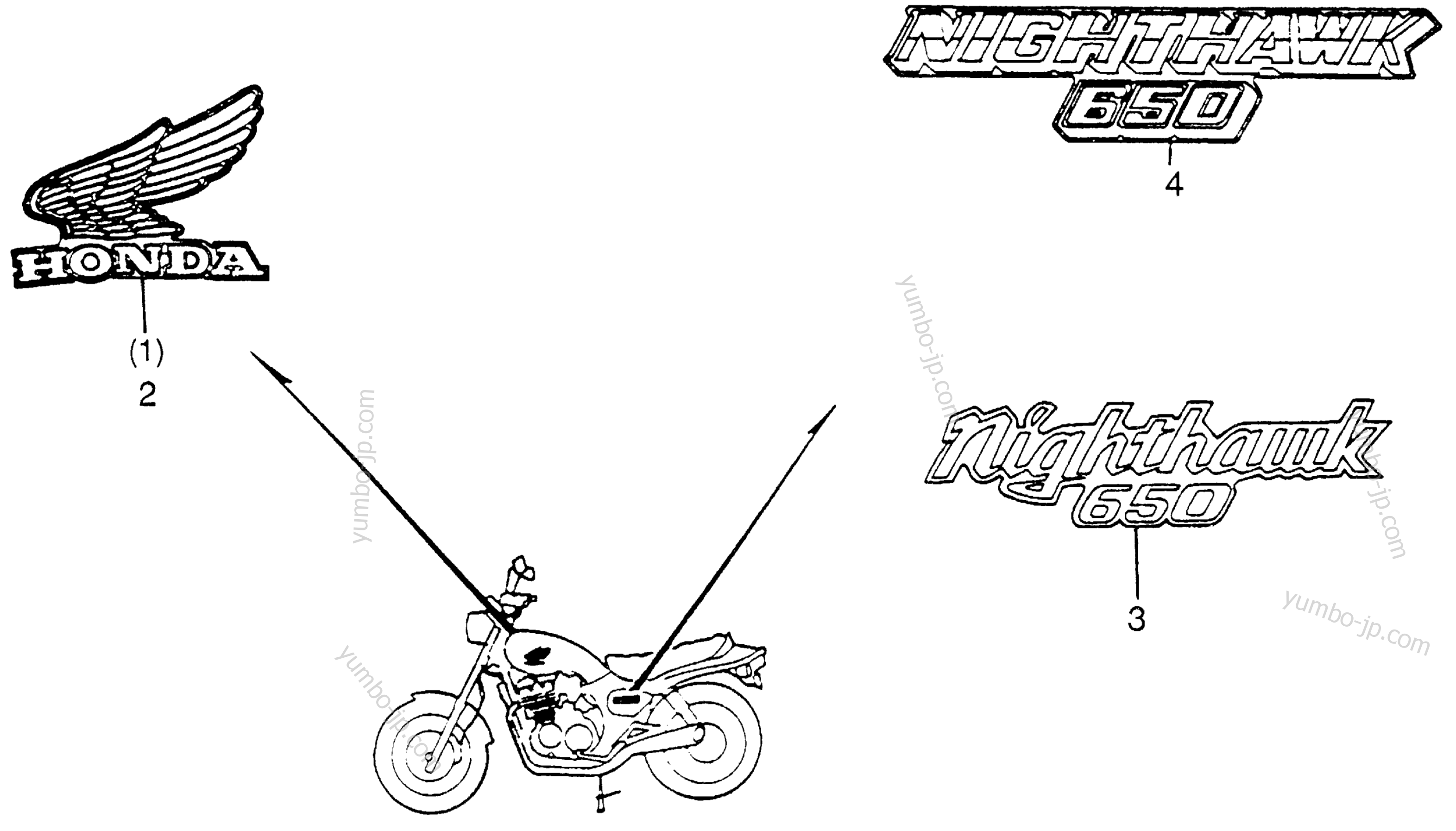 EMBLEMS / LABELS для мотоциклов HONDA CB650SC A 1983 г.