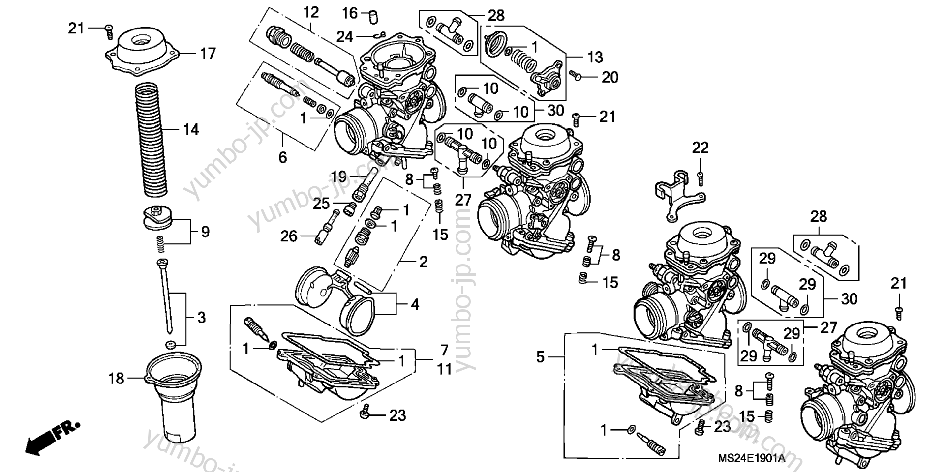CARBURETOR (COMPONENTS) for motorcycles HONDA CBR1000F A 1990 year
