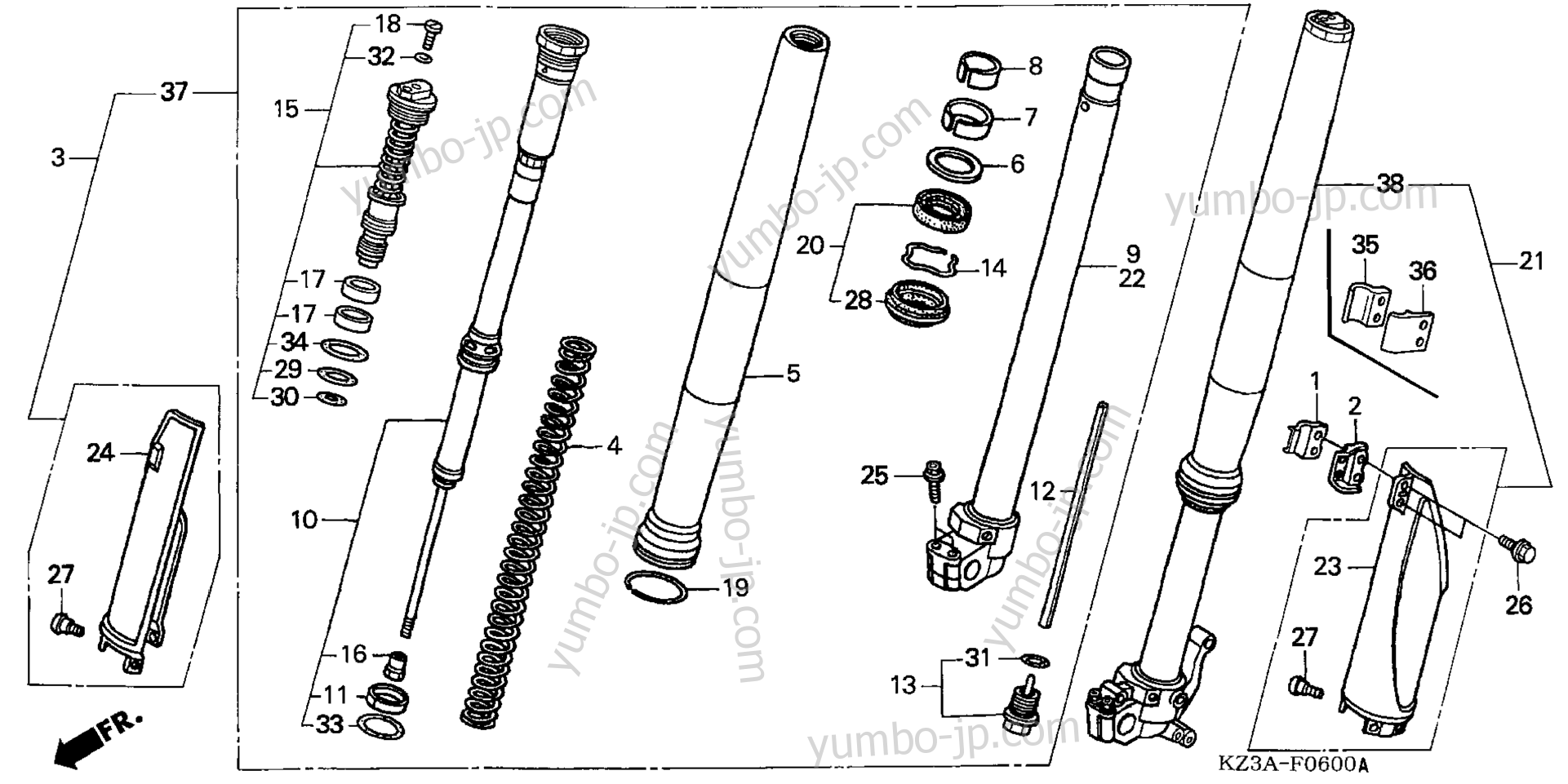 FRONT SHOCK ABSORBER for motorcycles HONDA CR250R A 2004 year