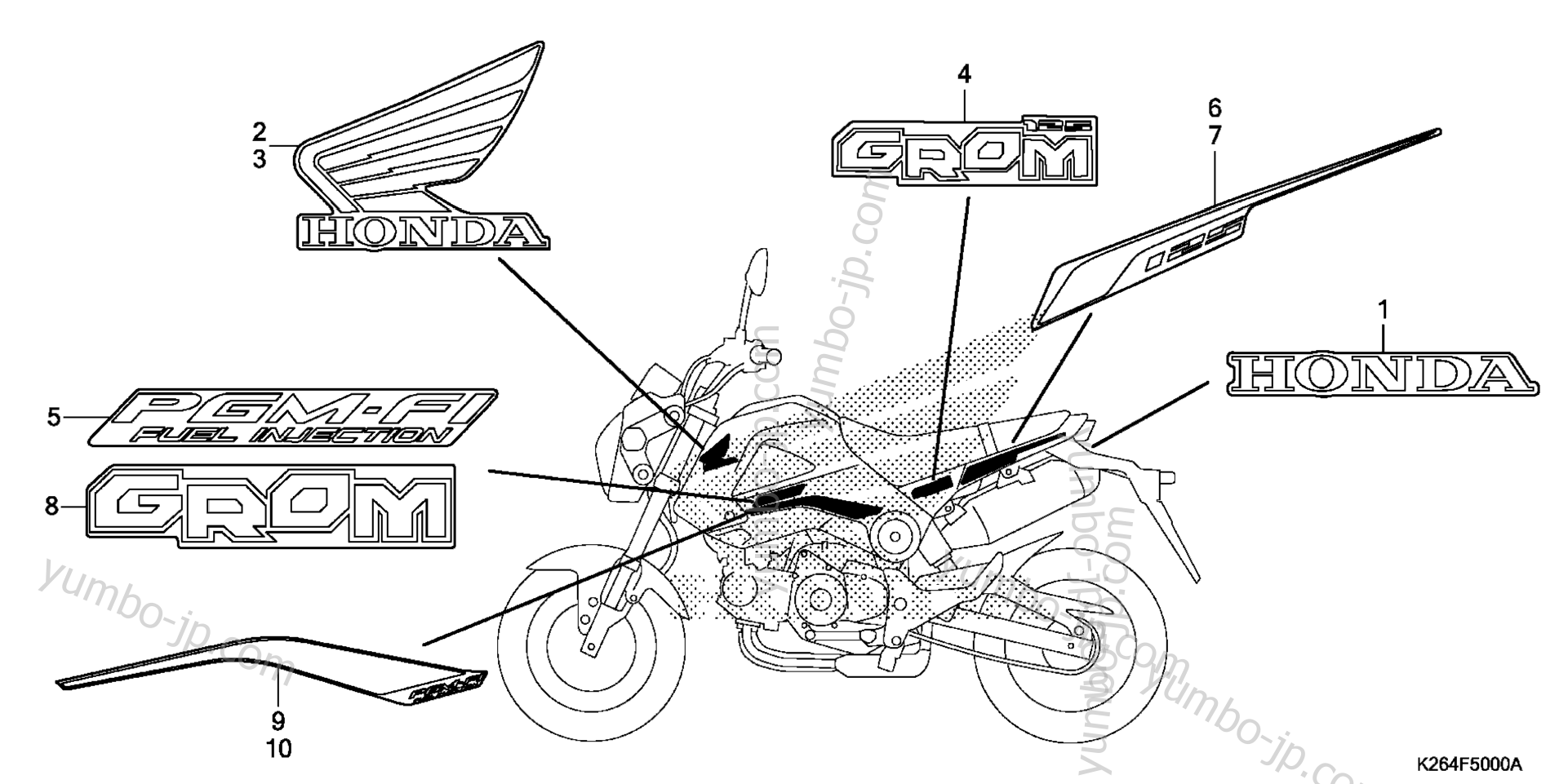 MARK / STRIPE for motorcycles HONDA GROM125 AC 2014 year