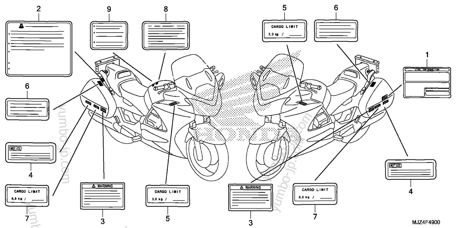 CAUTION LABEL для мотоциклов HONDA ST1300PA AC 2016 г.