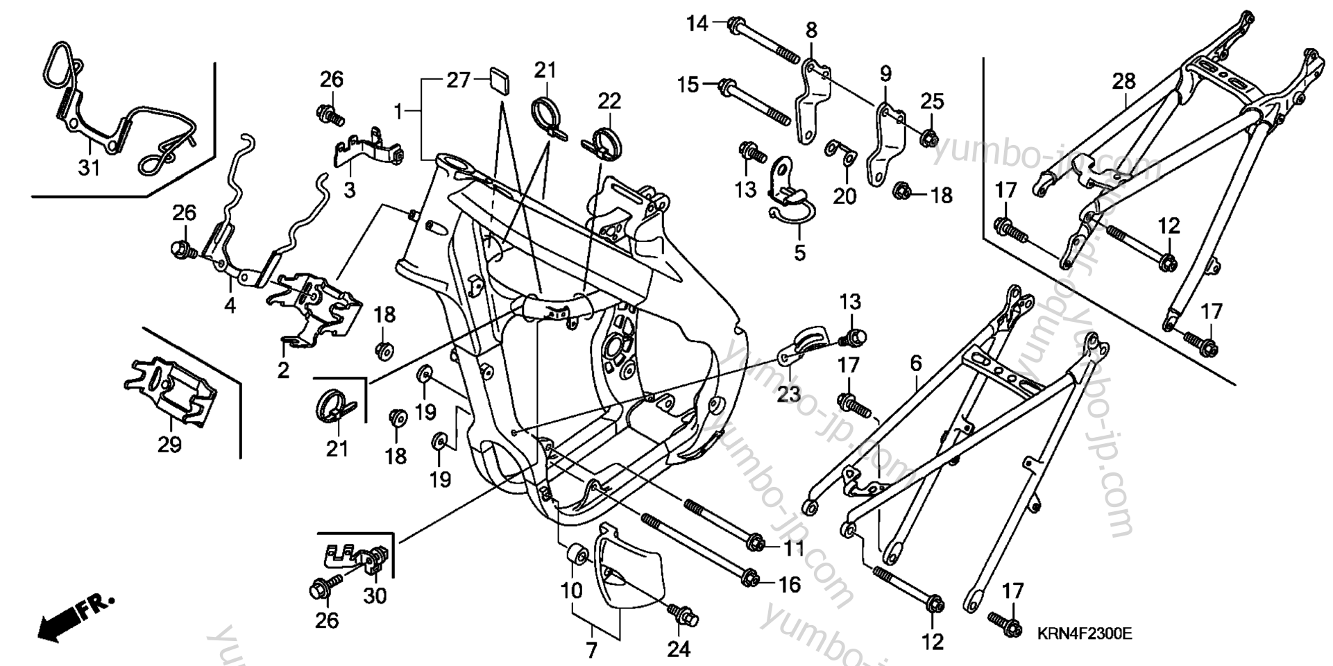 FRAME for motorcycles HONDA CRF250R A 2004 year