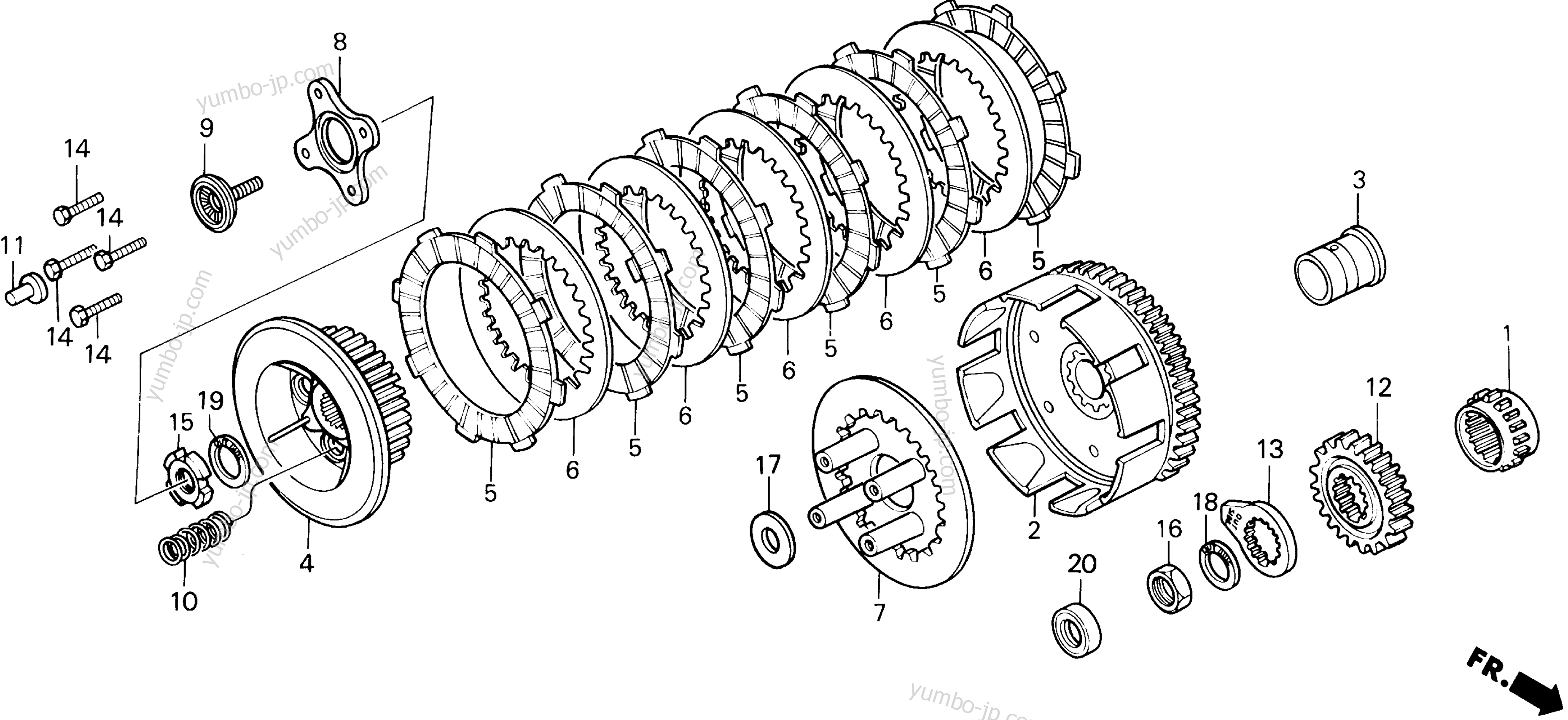 CLUTCH for motorcycles HONDA XR250R A 1993 year