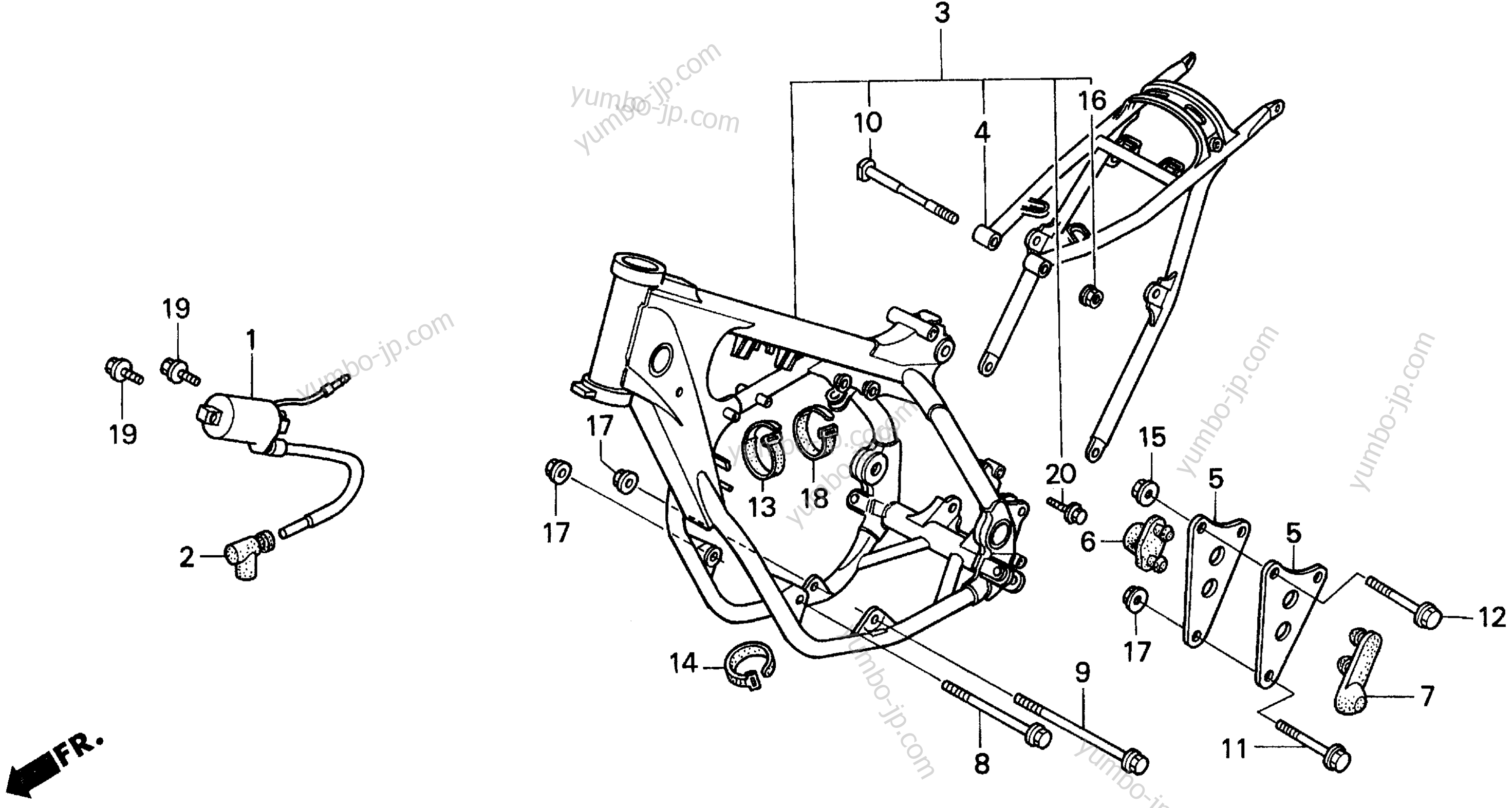 FRAME for motorcycles HONDA CR250R A 1991 year