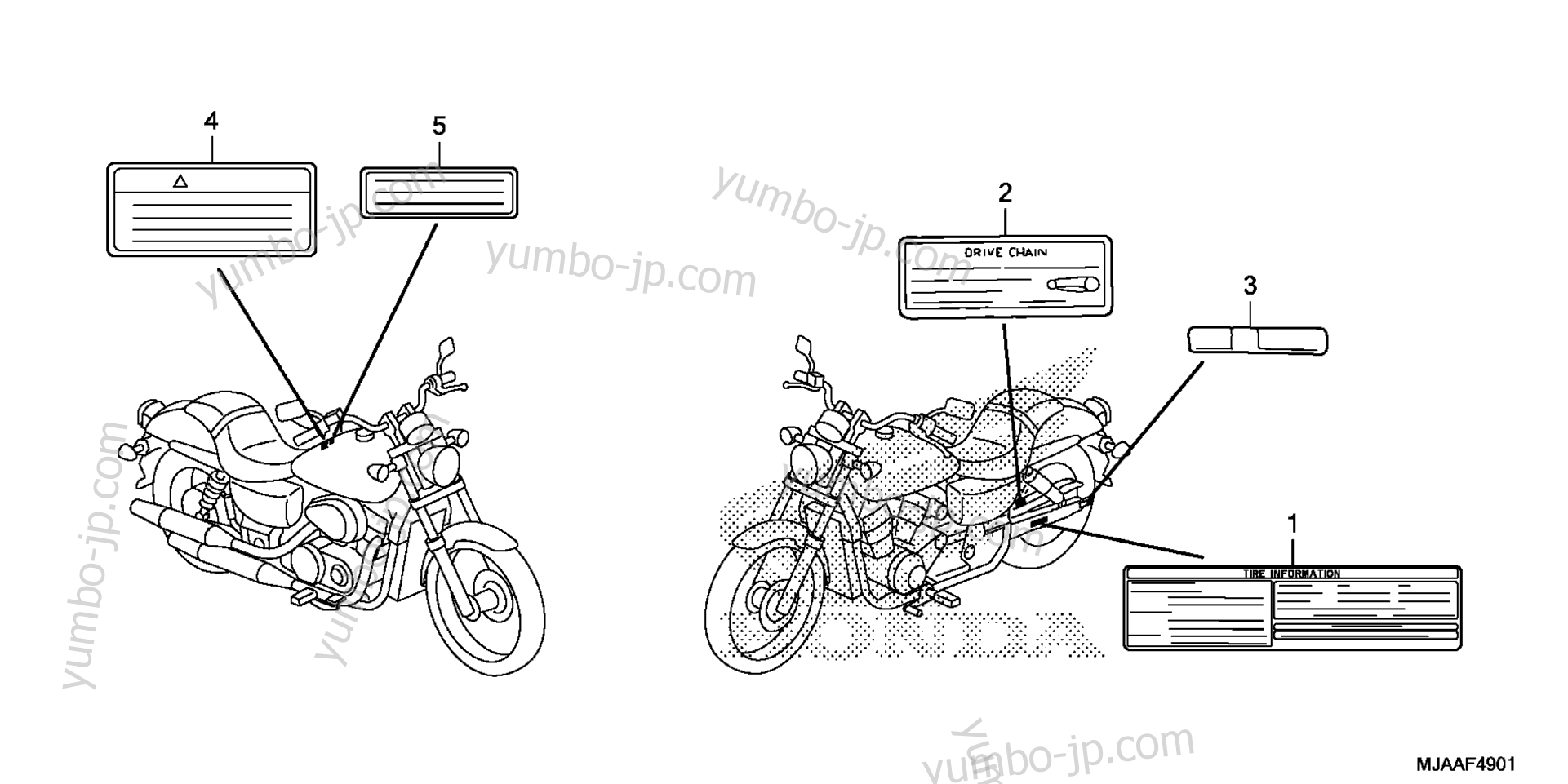 CAUTION LABEL (2) для мотоциклов HONDA VT750RS AC 2013 г.