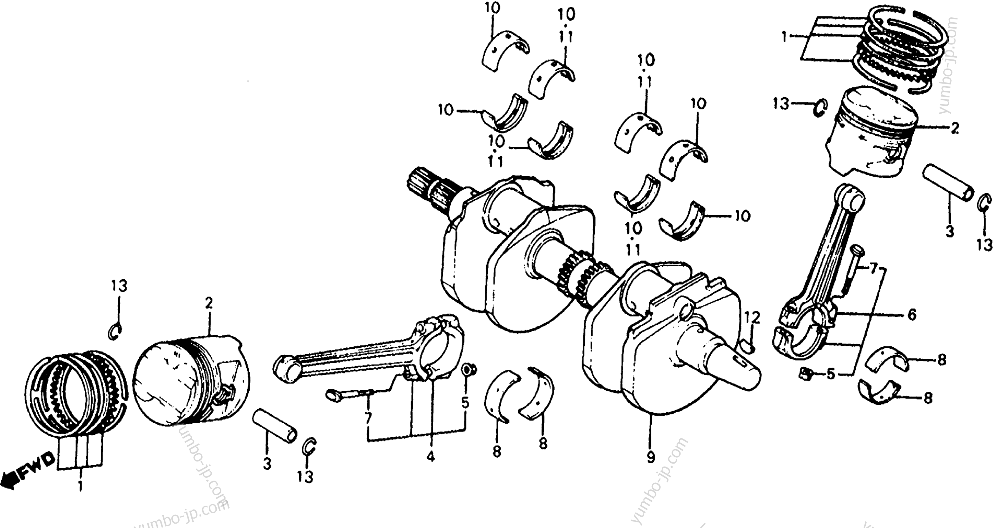 CRANKSHAFT / PISTON для мотоциклов HONDA VF700C A 1985 г.