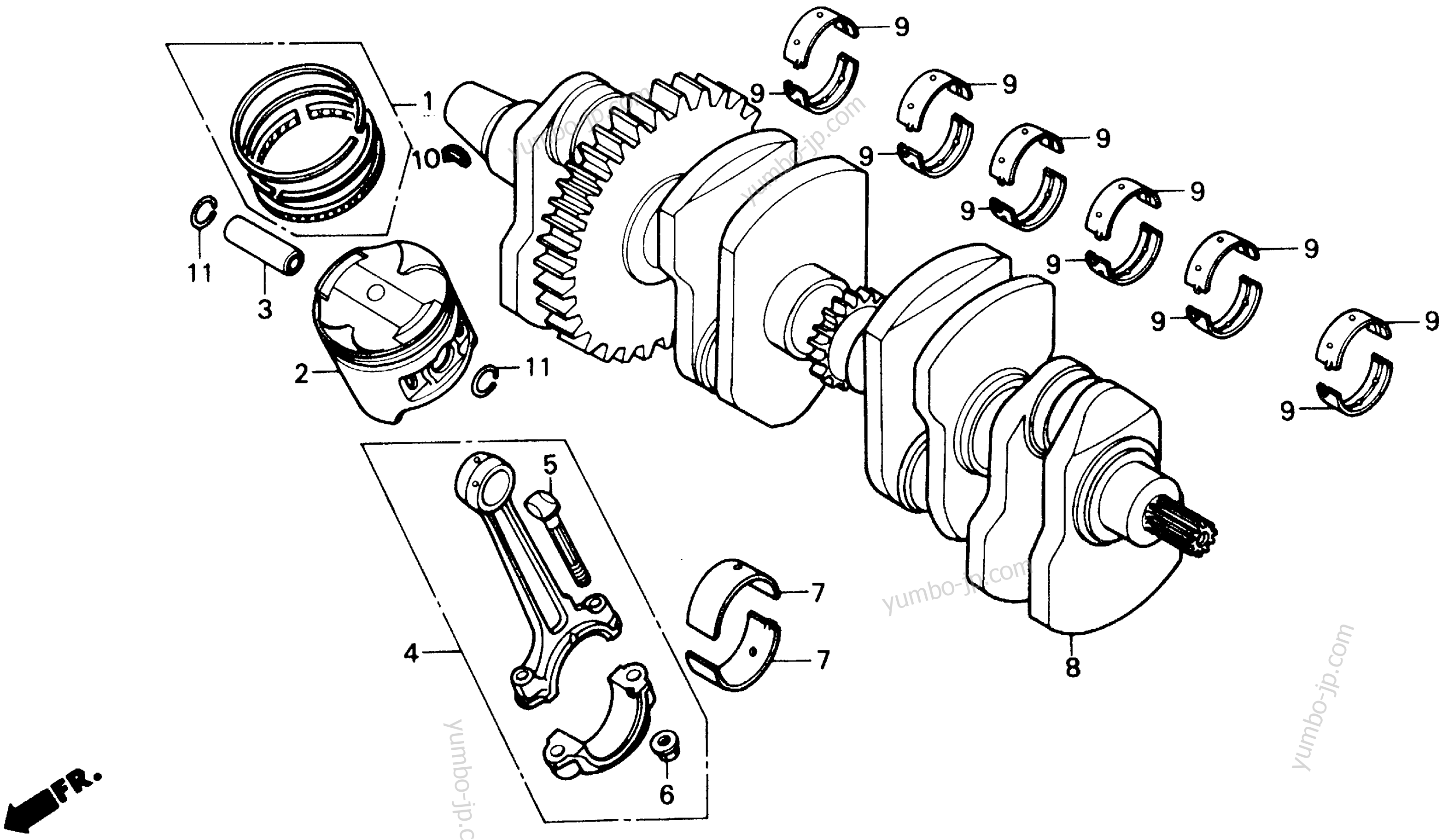 Коленвал и поршневая группа для мотоциклов HONDA CBR600F AC 1989 г.