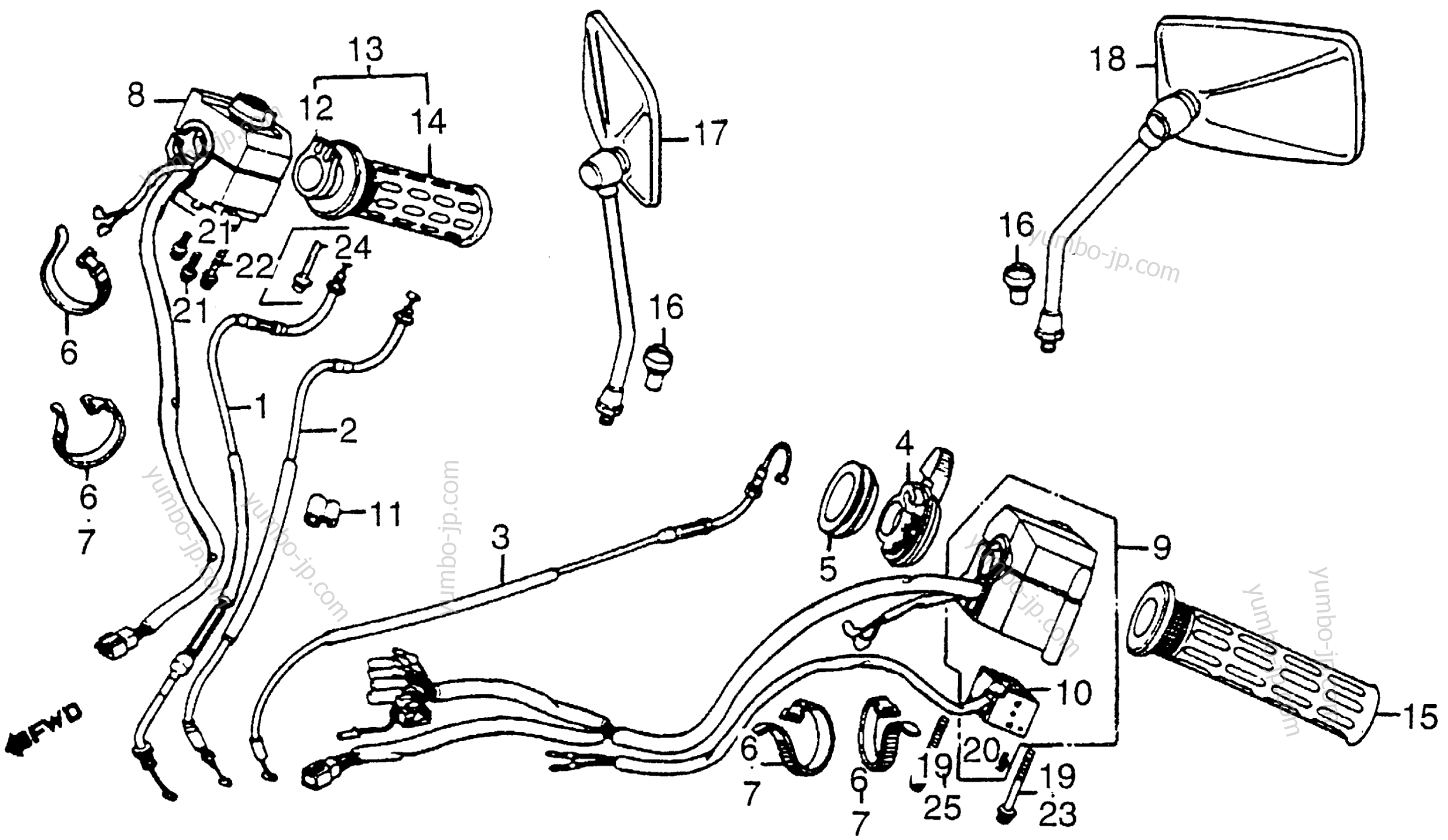 SWITCHES / CABLES / MIRRORS for motorcycles HONDA GL1200I AC 1985 year