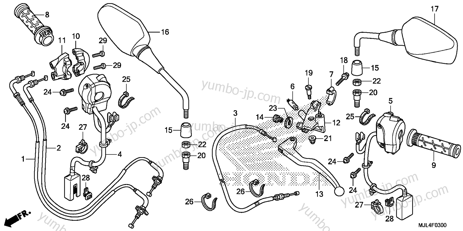 HANDLE LEVER / SWITCH / CABLE (NC700X/NC750XA) for motorcycles HONDA NC700X A 2014 year