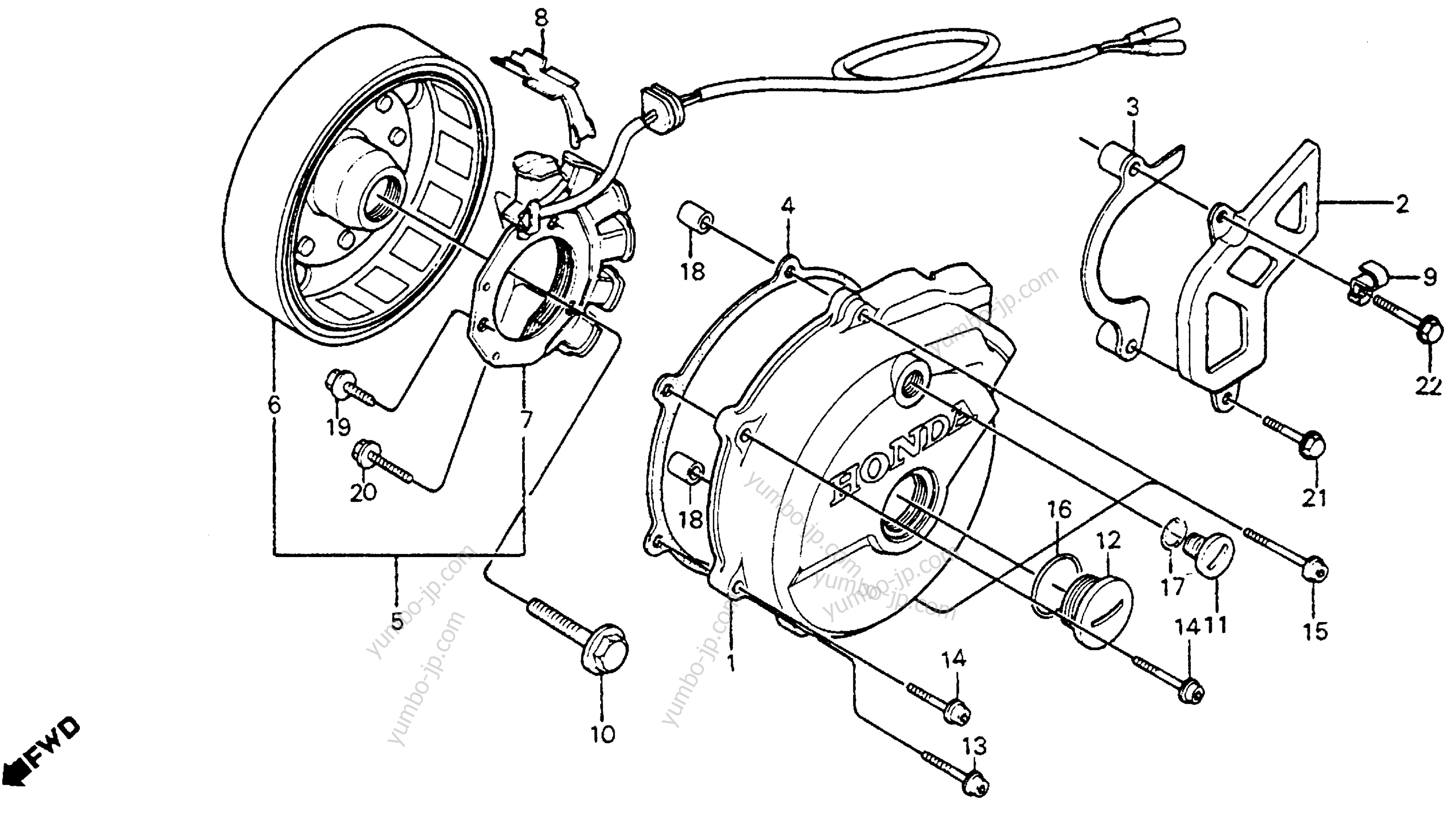 LEFT CRANKCASE COVER / ALTERNATOR for motorcycles HONDA XR350R A 1985 year