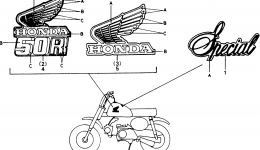 EMBLEM для мотоцикла HONDA Z50R A1987 г. 