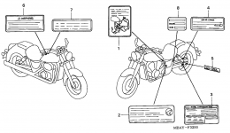 CAUTION LABELS for мотоцикла HONDA VT750C AC/B2000 year 