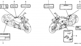 CAUTION LABEL для мотоцикла HONDA NRX1800EB A2005 г. 
