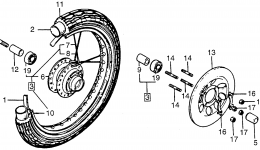 FRONT WHEEL for мотоцикла HONDA MT125R A1978 year 
