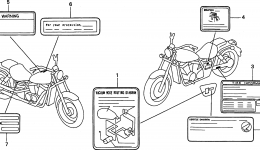 CAUTION LABEL для мотоцикла HONDA VT1100C2-2 2AC1998 г. 