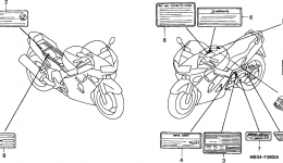 CAUTION LABELS for мотоцикла HONDA VFR800FI AC2000 year 