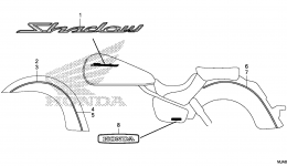 EMBLEM (1) for мотоцикла HONDA VT750CS AC2014 year 