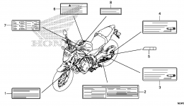 CAUTION LABEL для мотоцикла HONDA CB500F A2016 г. 
