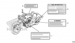 CAUTION LABEL (1) for мотоцикла HONDA VT1300CR AC2013 year 