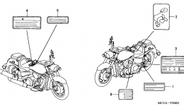 CAUTION LABEL for мотоцикла HONDA VTX1800N3 A2005 year 