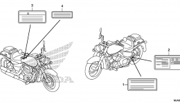 CAUTION LABEL для мотоцикла HONDA VT750C2F AC2014 г. 