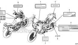 CAUTION LABEL для мотоцикла HONDA CRF1000A AC2016 г. 