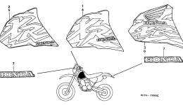 Эмблемы, наклейки для мотоцикла HONDA XR400R A1997 г. 