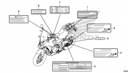 CAUTION LABEL for мотоцикла HONDA CB500X A2016 year 