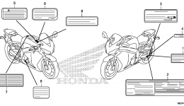 CAUTION LABEL для мотоцикла HONDA CBR1000RR A2012 г. 