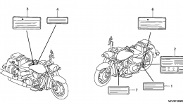 LABELS for мотоцикла HONDA VTX1800S2 2A2006 year 