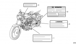 CAUTION LABEL (2) for мотоцикла HONDA VT1300CXA 6A2016 year 