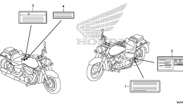 CAUTION LABEL (1) для мотоцикла HONDA VT750CA AC2012 г. 