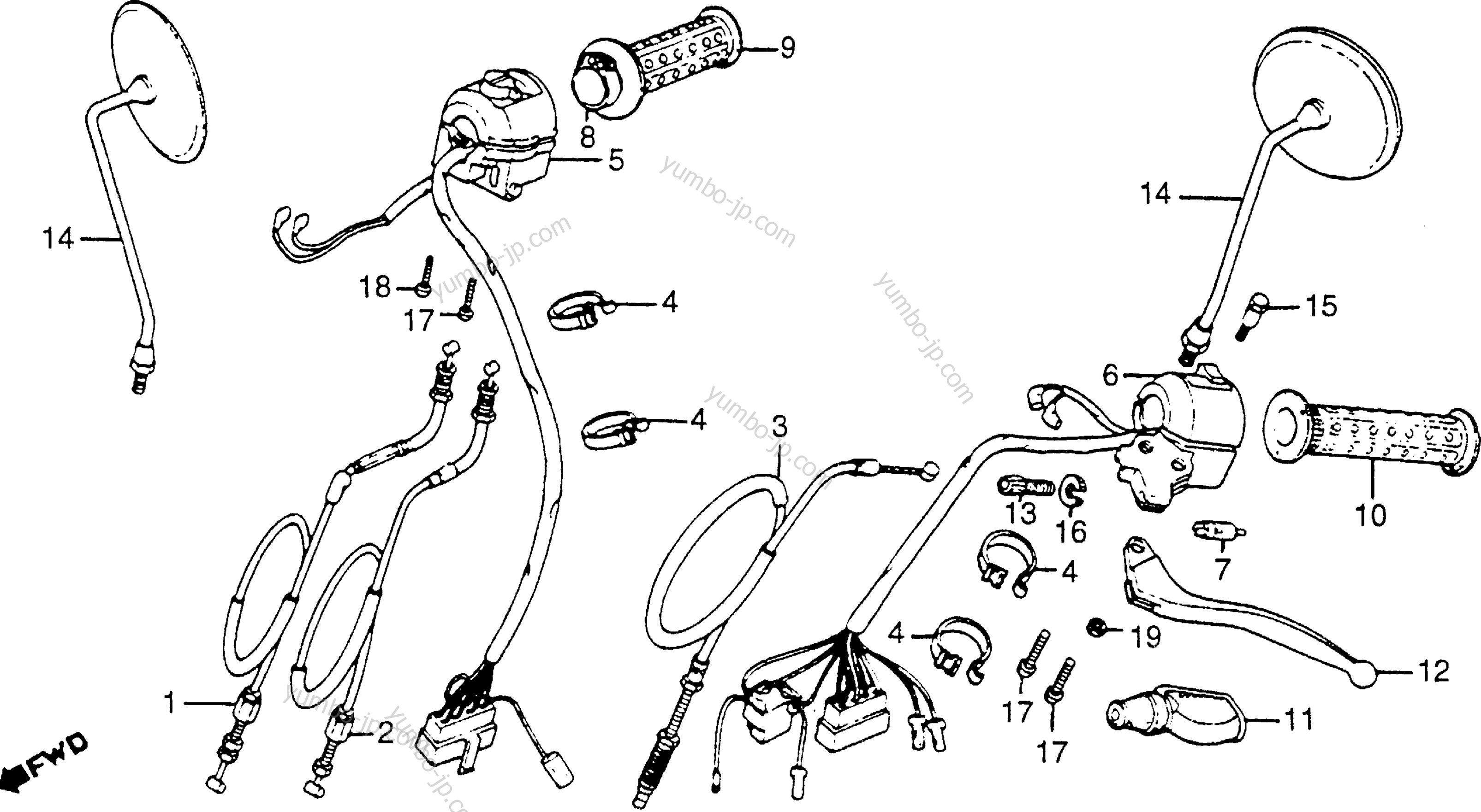 HANDLE LEVER / CABLE / MIRROR / SWITCH для мотоциклов HONDA CM400C A 1981 г.